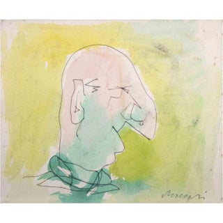 Mino Maccari, Portrait, Drawing, 1960s For Sale