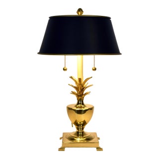 1970s Brass Pineapple Table Lamp Attr: To Virginia Metalcrafters, Usa For Sale
