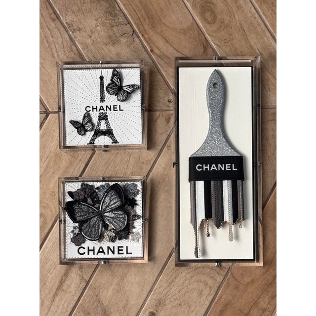 Set of Three Chanel Stephen Wilson Studio Mixed Media Art Pieces For Sale In Phoenix - Image 6 of 8