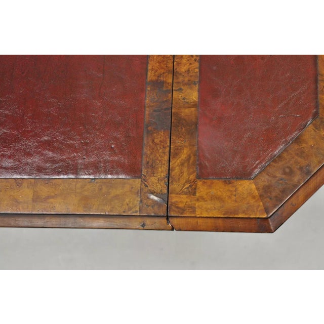Antique Eastlake Victorian Leather Top Walnut Dropleaf Parlor Game Table For Sale - Image 9 of 12