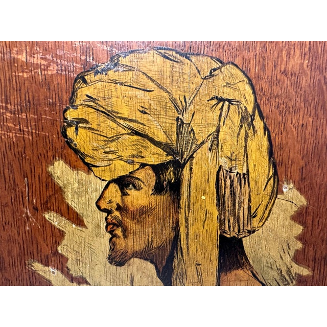 Very Rare & Original Antique Advertisement by The Meyercord Co. Decal Wood Panel Advertising "Head Dresses of the Orient"...