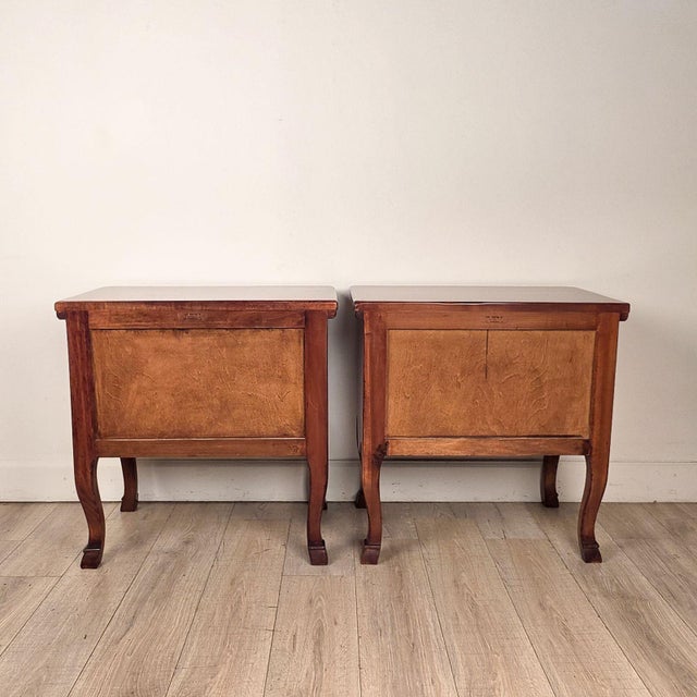 1980s Pair of Italian Cherry Nightstands For Sale - Image 5 of 11
