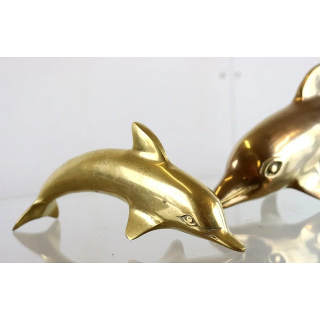 Mid-Century Brass Dolphins, Set of 2 For Sale - Image 6 of 8