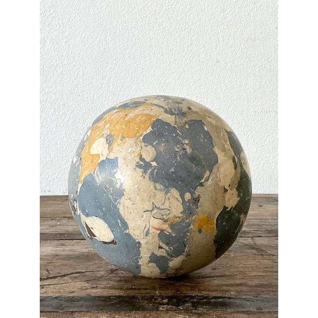 Sculpture Materials Vintage Italian Scagliola Artisanal Pigmented Plaster Sphere For Sale - Image 7 of 12