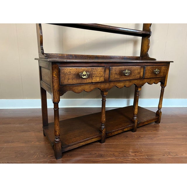 Antique English Dresser Sideboard Plate Rack Potboard Jacobean Tiger Oak C1900 For Sale - Image 14 of 18