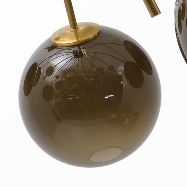 Galaxy Chandelier in Brass and Fumé Murano Glass, 2000 For Sale - Image 4 of 10