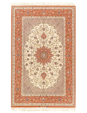 Pasargad Persian Isfahan Hand-Knotted Silk & Korker Wool Rug - 4'9" X 7'5"