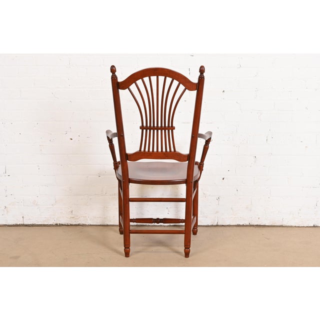Ethan Allen Style Shaker Solid Cherry Wood Dining Chairs, Set of Six For Sale - Image 10 of 12
