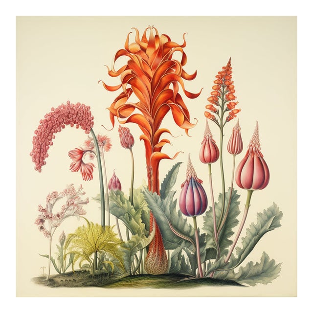 20' X 20' 'Flowers' Botanical Print, 'Hortus Floridus' Style, Unframed For Sale