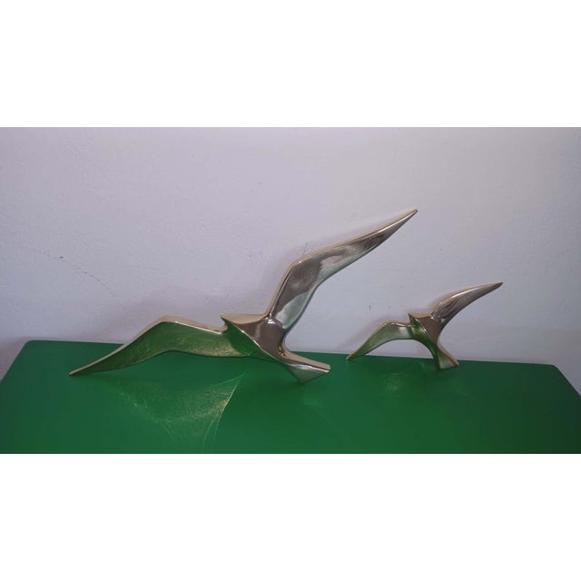 Gold Vintage Brass Bird Wall Decorations, Set of 2 For Sale - Image 8 of 9