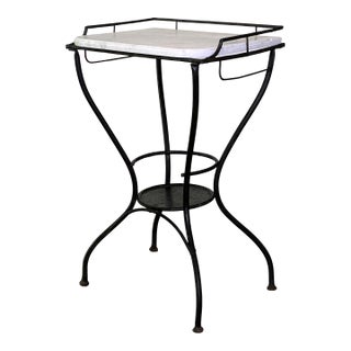Art Deco Iron and Marble Industrial Table for Kitchen, Bathroom, Patio, 1930s For Sale