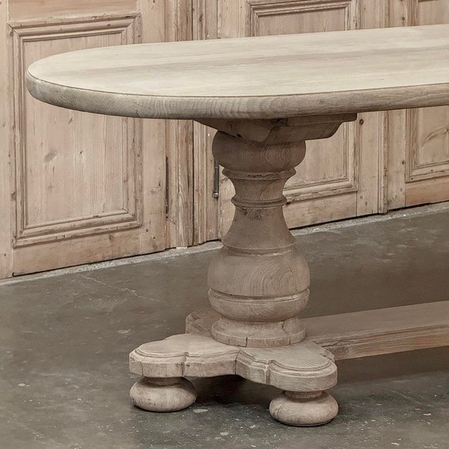 Mid 20th Century French Mid-Century Oval Trestle Table ~ Stripped Solid Oak For Sale - Image 5 of 18