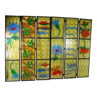 1970s Large Stained Glass Panels For Sale