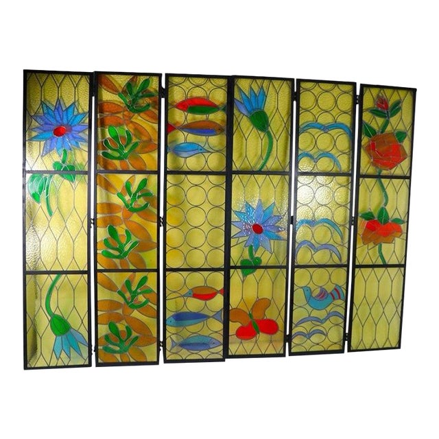 1970s Large Stained Glass Panels For Sale