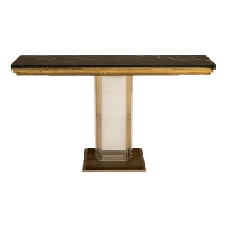 Console Table in Acrylic Glass, Brass and Marble from Belgochrom, 1970s For Sale