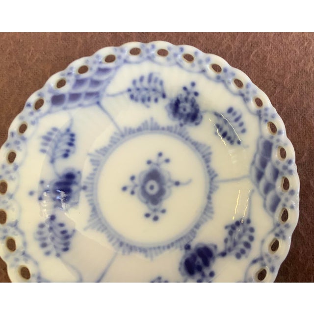 Traditional Royal Copenhagen Blue Fluted Full Lace Butter Pat 1004 For Sale - Image 3 of 5