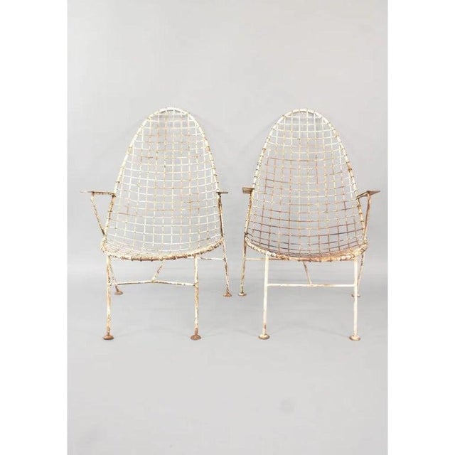 Italian Mid-Century Space Age High-Back Wire Lounge Chairs, Set of 4 For Sale - Image 9 of 17