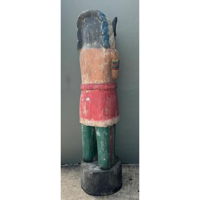 Vintage Monumental Carved Wood Native American Cigar Sculpture For Sale - Image 10 of 12