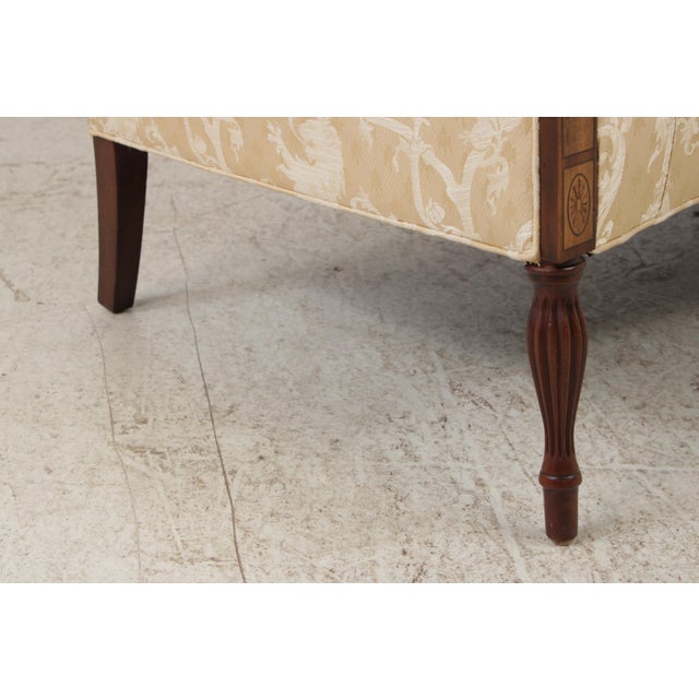 Southwood Gold Damask Camelback Sofa For Sale - Image 9 of 18