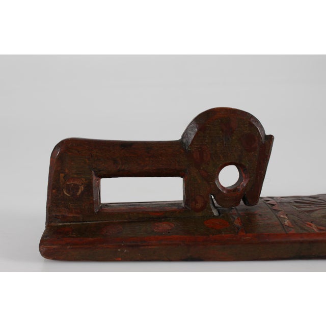 Brown Kid Size Antique Danish Wooden Mangle Board a Wedding Love Gift with Horse, 1768 For Sale - Image 8 of 12