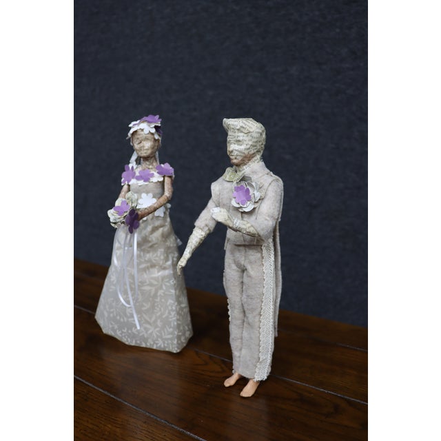 Contemporary Paper Mâché Bride and Groom Wedding Figures For Sale - Image 3 of 10