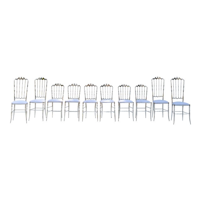 Maison Baccarat Crystal Room Restaurant Style Nickel Plated Dining Chair Set 10 For Sale