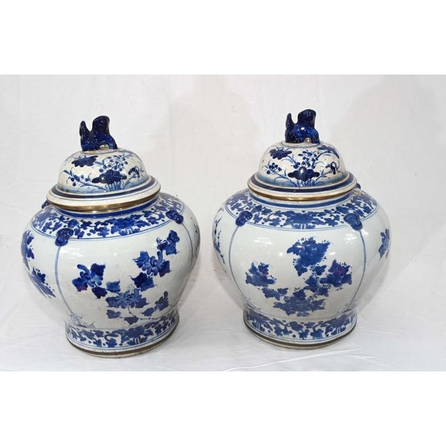 Nanking Porcelain Temple Jars in Blue and White For Sale - Image 9 of 10