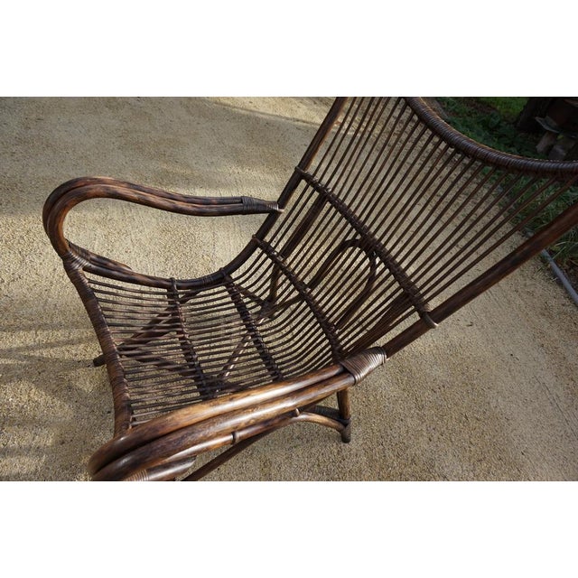 Bamboo and Leather Sculptural Fan Back Lounge Chair, 1960s For Sale - Image 14 of 18