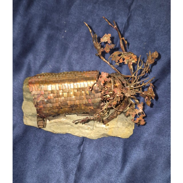 Vintage Mid-Century Brutalist Torch-Cut Copper Cabin & Tree Sculpture by Nick Stan For Sale In Palm Springs - Image 6 of 10