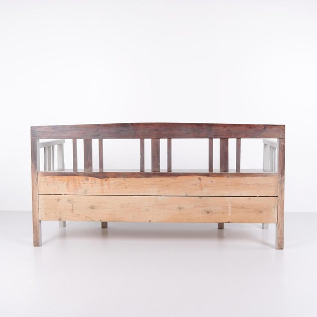Antique Grey Storage Bench in Pine Wood, 1860s For Sale - Image 10 of 11