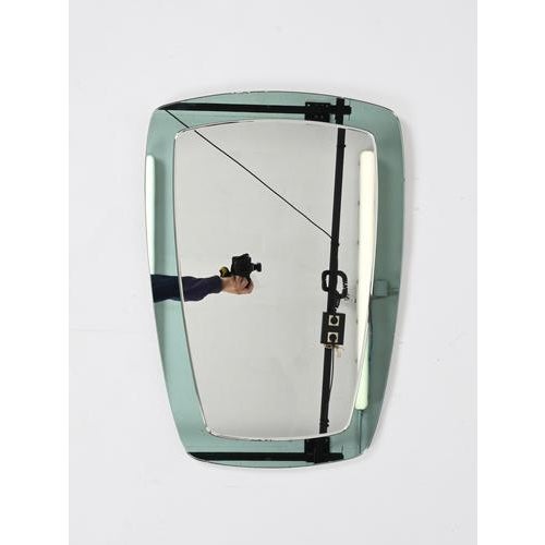 Vintage Rectangular Turquoise Beveled Mirror by Cristal Art, Italy, 1960s For Sale - Image 6 of 16