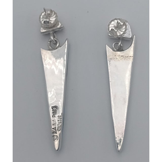 Contemporary Kingman Turquoise Sugilite Cobblestone Inlay Dangle Earrings by Na Na Ping Authentic Native American, A Pair For Sale - Image 3 of 5