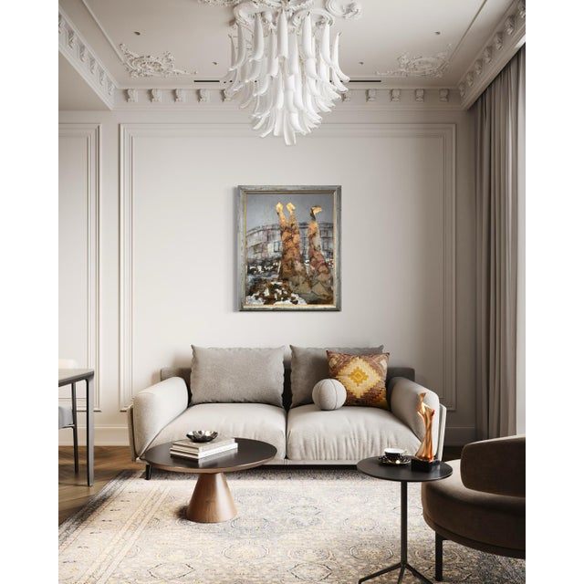 Gold Andrea Stella "In Love Behind the Walls" Gold Leaf Oil Mixed Media Painting, Figurative, Italian Contemporary Art, 2010 For Sale - Image 8 of 8
