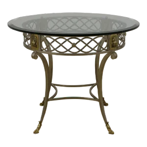 Marge Carson Fine Quality Steel & Brass Glass Top Center Table