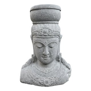 Vintage Stone Garden Dewi Sri Bust Planter For Sale