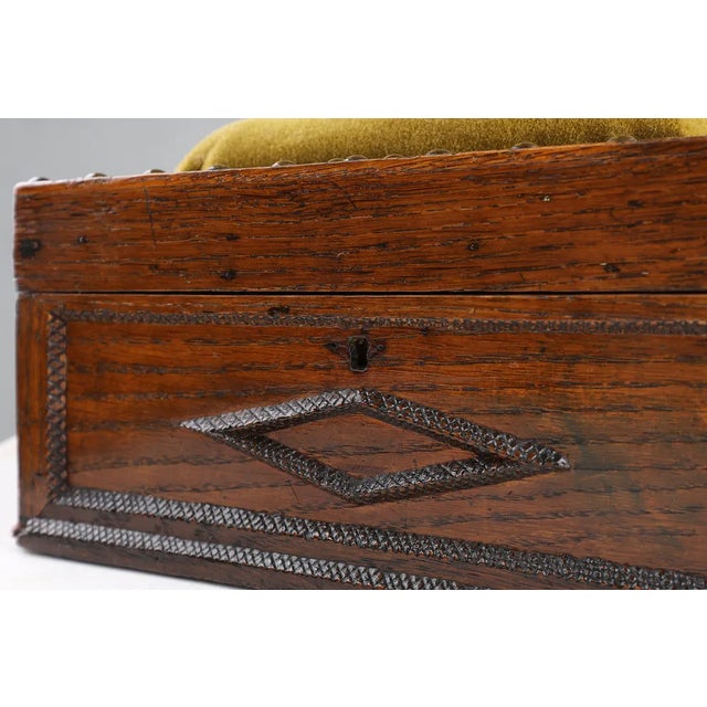 French Art Deco Sewing Box in Sculpted Wood, 1890s For Sale - Image 4 of 11