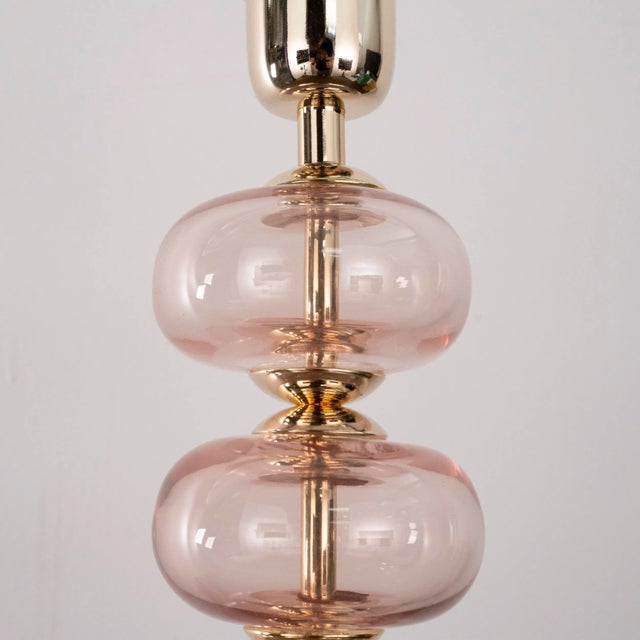 Clear Murano Glass Table Lamp with Pink Balls, Italy For Sale - Image 9 of 11