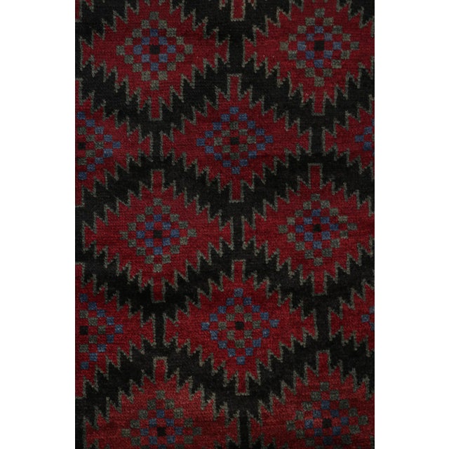 Tribal Rug & Kilim’s Baluch Tribal Rug in Black With Red and Teal Geometric Patterns For Sale - Image 3 of 8