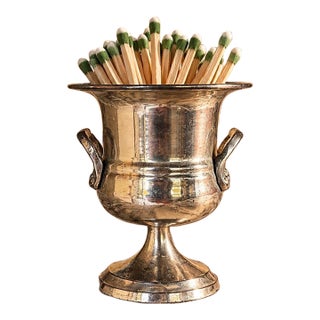Vintage Silver-Plated Miniature Ice Bucket / Matchstick Holder For Sale