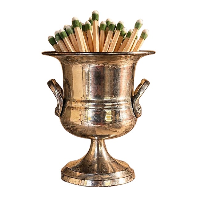 Vintage Silver-Plated Miniature Ice Bucket / Matchstick Holder For Sale