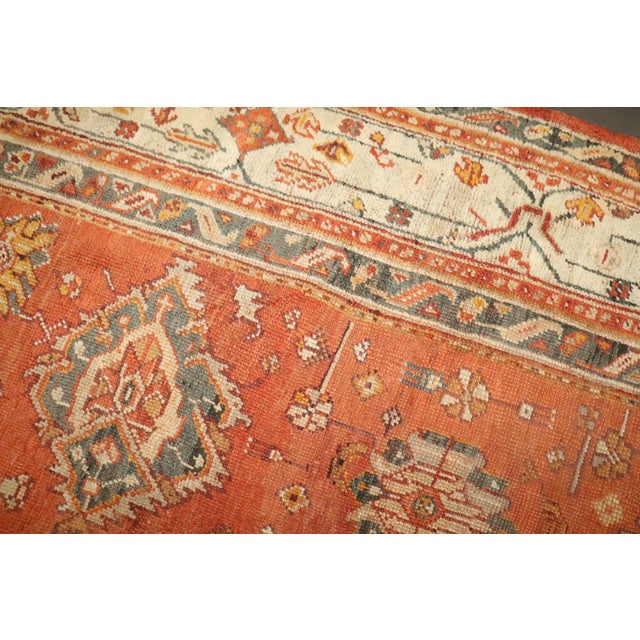 Textile Pumpkin Orange Antique Square Large Oushak Rug - 12'5" x 14' For Sale - Image 7 of 14