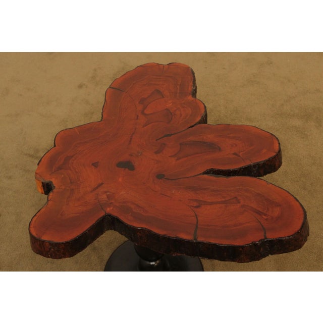 Early 21st Century Live Edge Slab Wood Pedestal Side Table For Sale - Image 5 of 13