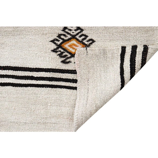 Mid 20th Century Mid 20th Century Vintage Embroidered Hemp Kilim Rug For Sale - Image 5 of 7