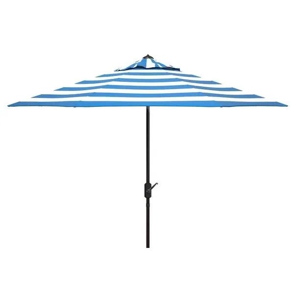 Not Yet Made - Made To Order Outdoor UV Resistant Iris Fashion Line 9ft Auto Tilt Umbrella - Pacific Blue Stripe For Sale - Image 5 of 5