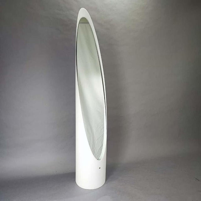 White Lipstick Mirror by Roger Lecal for Charbrieres Cie, France, 60 For Sale - Image 8 of 8