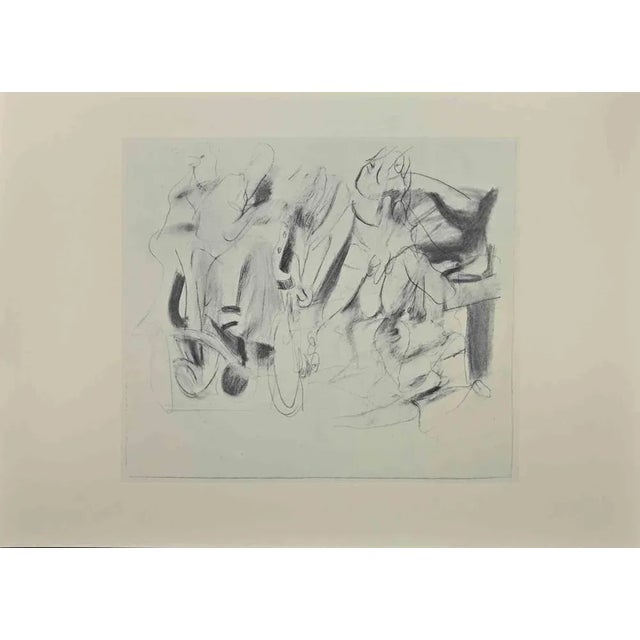 Figures with Bicycle is an offset and lithograph print realized on Fabriano Paper after a drawing by Willem De Kooning of...