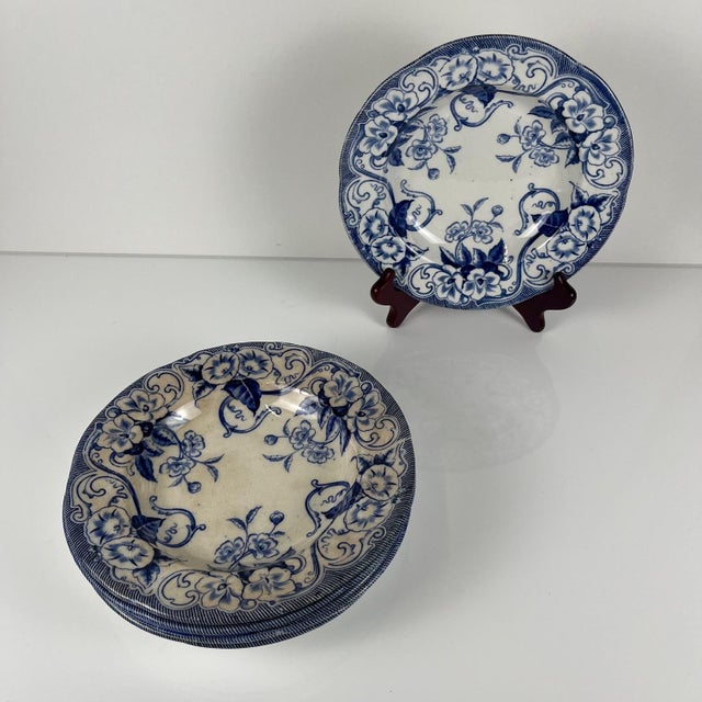 Flora Earthenware Soup Plates by Creil and Montereau, 1800s, Set of 6 For Sale - Image 3 of 14