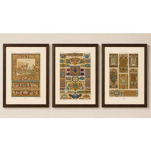 Set of Three Renaissance Religious Ornament Chromolithographs by Albert Racinet An exceptional set of three original...