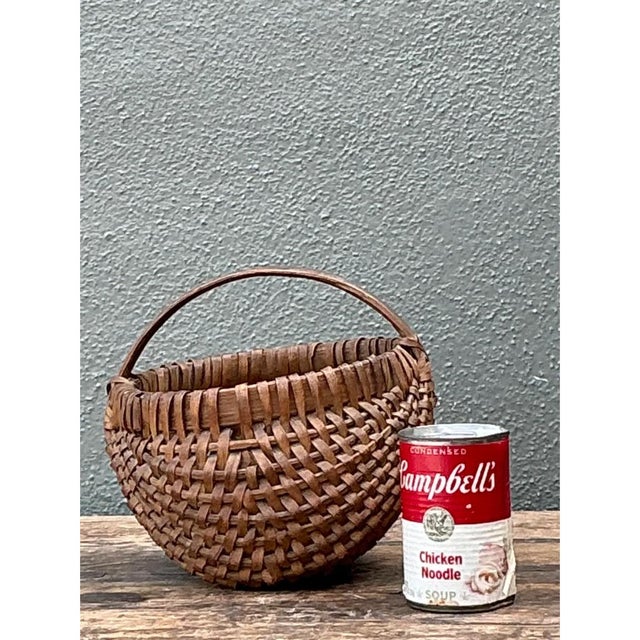 Cinnamon Vintage Shaker Style Woven Basket For Sale - Image 8 of 12