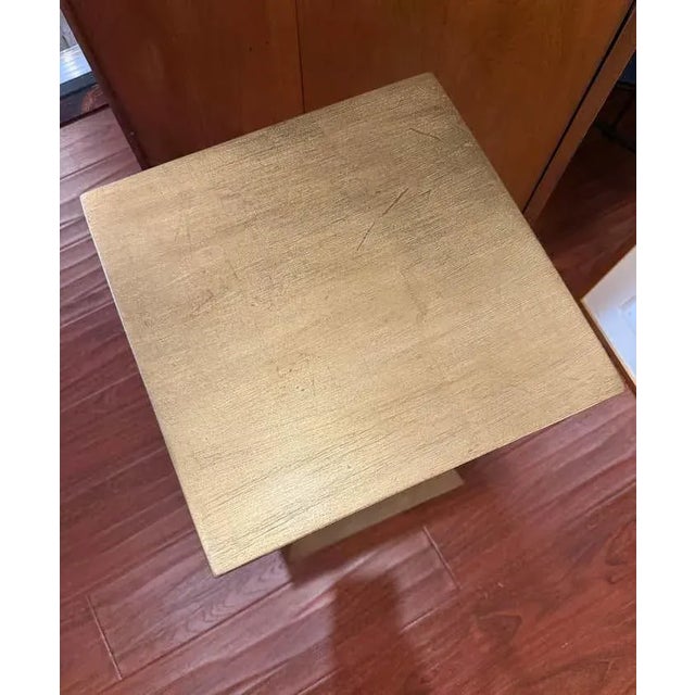 Postmodern Geometric Gilded Metal Pedestal For Sale - Image 3 of 5